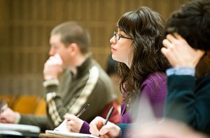 A student in professor Anthony Ives zoology class takes notes on April 2, 2008 at the University of Wisconsin-Madison. ©UW-Madison University Communications 608/262-0067 Photo by: Bryce Richter Date:  04/08    File#:   D3 digital camera frame 2392