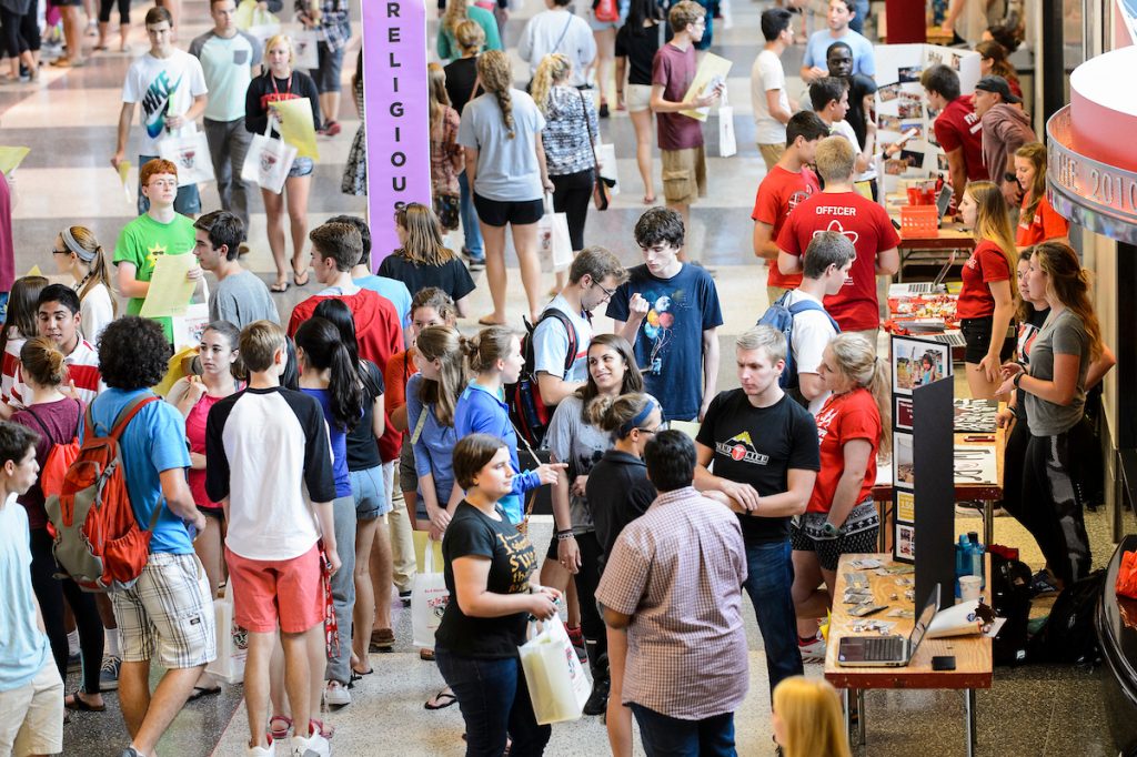 2015 Fall Student Organization Fair, Kohl Center. The two-day fair is an opportunity for students to learn about more than 400 represented student organizations. (Photo by Jeff Miller/UW-Madison)