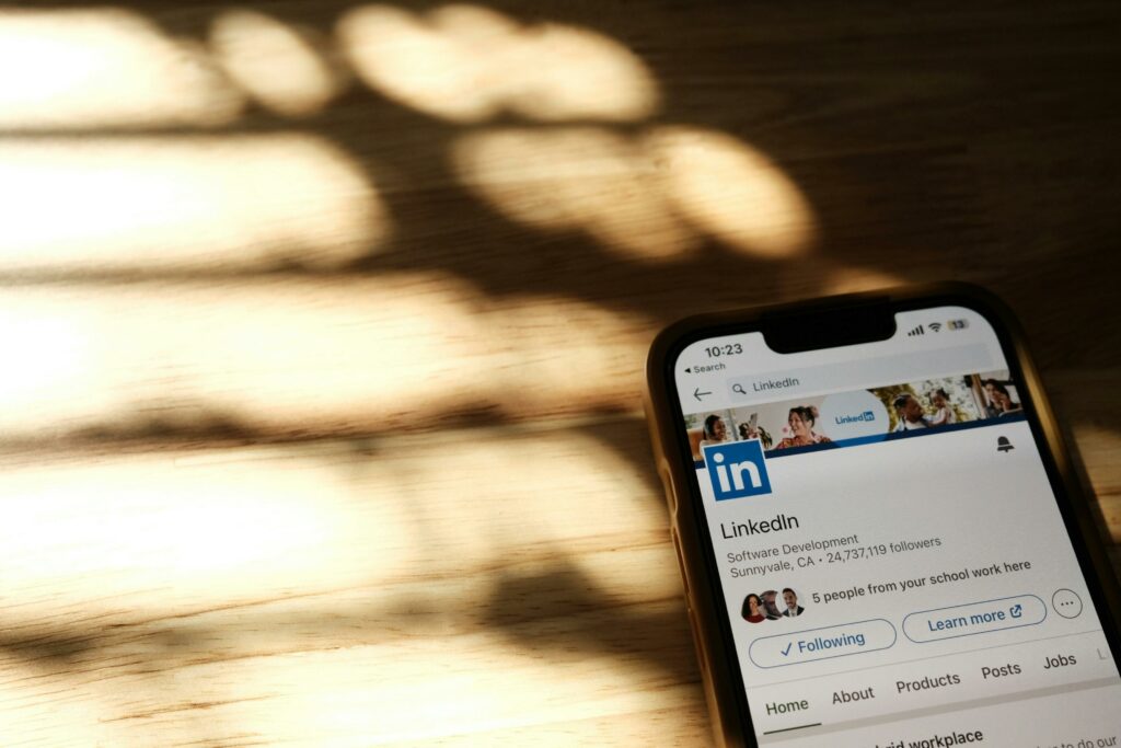 Close-up of Linkedin Page on Smartphone Screen